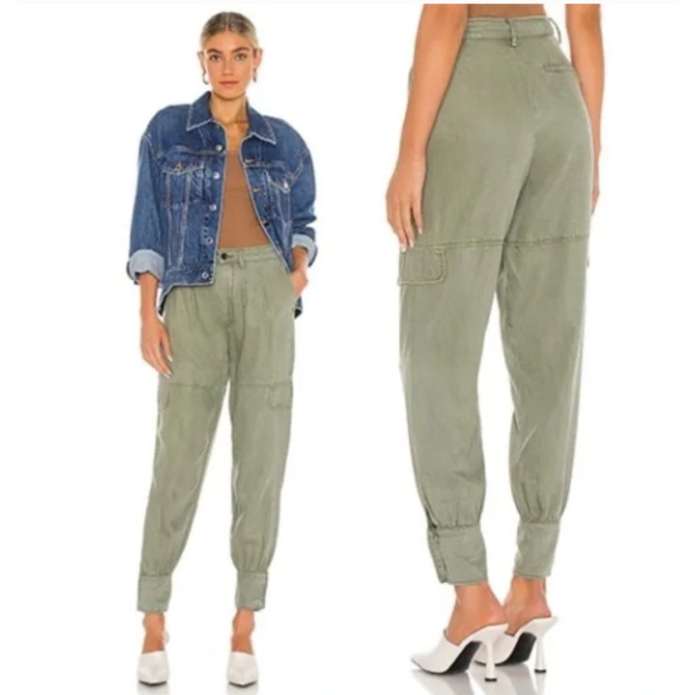NWT AllSaints Paxton utility high rise pants in olive green size 2